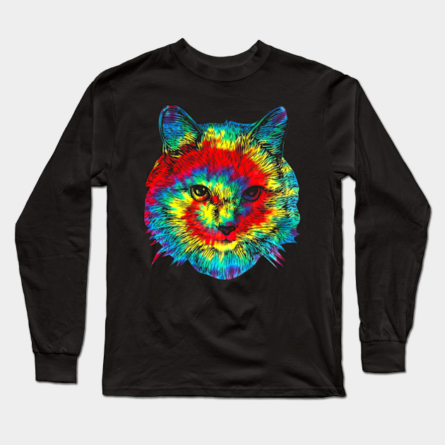 Tie Dye Cat Shirt Colorful Tye Dye Kitten T Shirt Tie Dye Cat Colorful Tye Dye Kitten Long Sleeve T Shirt Teepublic
