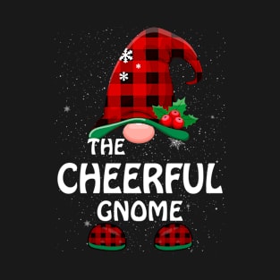 Cheerful Gnome Buffalo Plaid Matching Family Christmas Funny Pajama T-Shirt