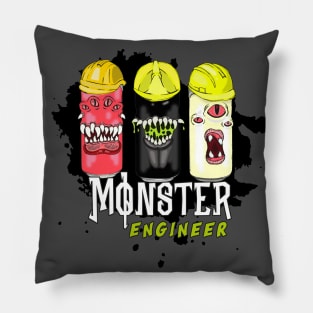 Monster Engineer Funny Creature for Engineering Pillow