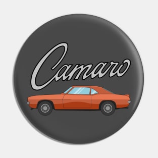 Chevy Camaro Illustration Orange with logo Pin