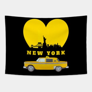 New York City NYC Heart Taxi Cab Tapestry