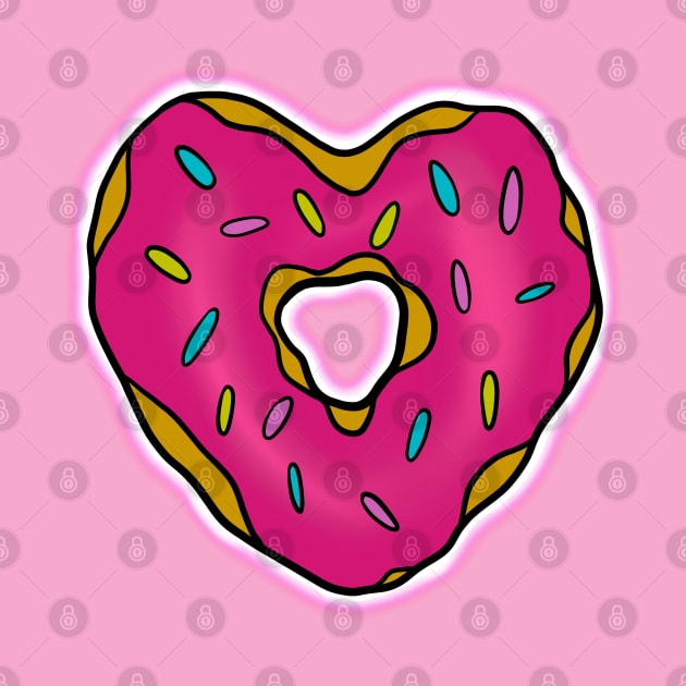 Pink Heart Donut print by Inkoholic