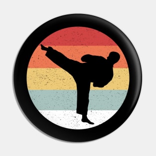 Karate Retro Vintage 70s 80s Silhouette Distressed Pin