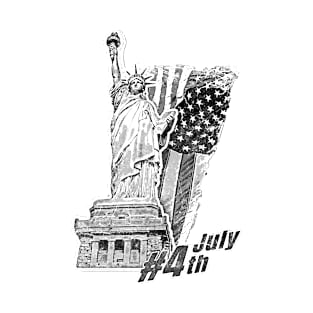 4th of July - Liberty Black and White T - Shirt T-Shirt