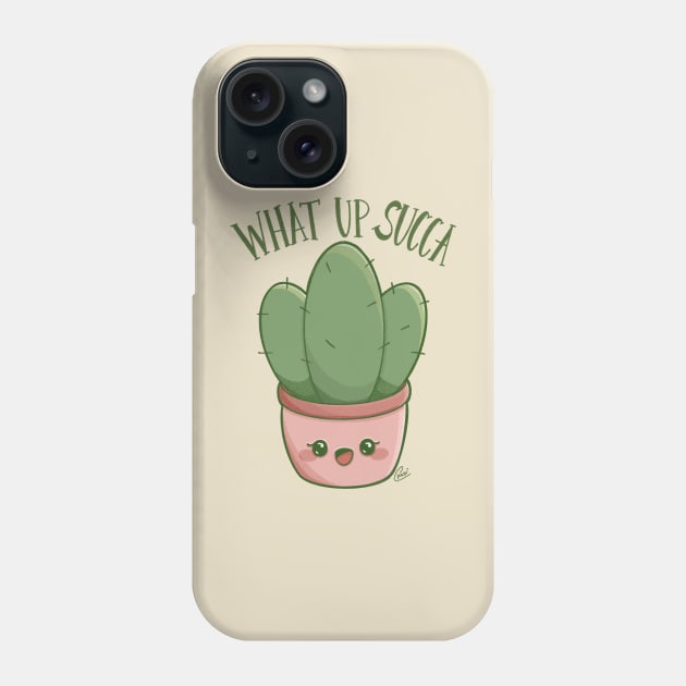 "What Up Succa" cute kawaii succulent cactus design Phone Case by CyndiCarlson