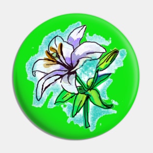 white lily art Pin