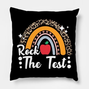 Test Day Rock The Test Teacher Testing Day Rainbow Leopard Pillow