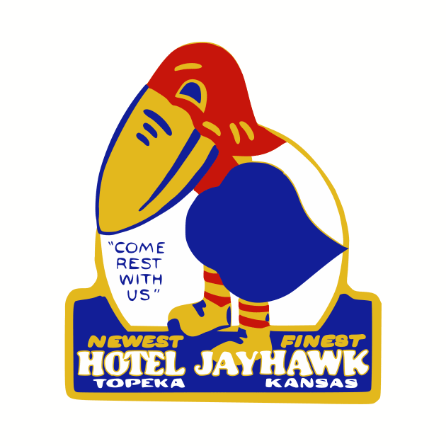 Hotel Jayhawk Topeka Kansas Vintage Travel Sticker by Yesteeyear