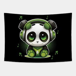 Dj Panda With Headphones Panda Tapestry