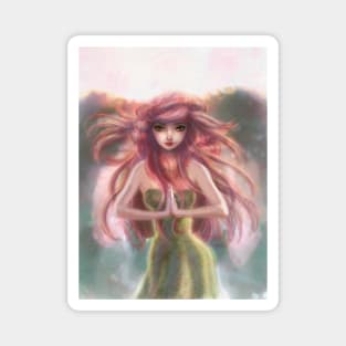 Pink Haired Fairy Woman Magnet