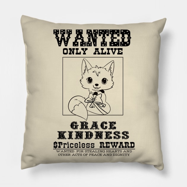 Cute Baby Fox Wanted Poster Pillow by Knightees