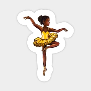 black ballerina  in yellow dress- #7 African American brown skin ballerina Magnet