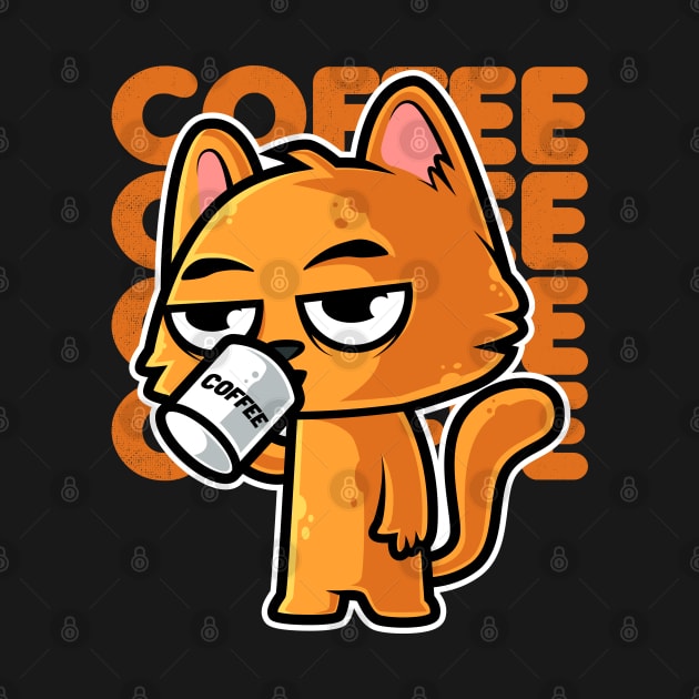 Funny Orange Cat and Coffee - Cat Lover design by theodoros20