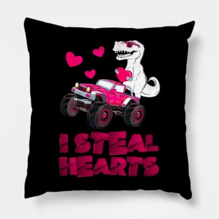 Kids I Steal Hearts Dinosaur Valentines Day For Baby Boys Toddler Pillow