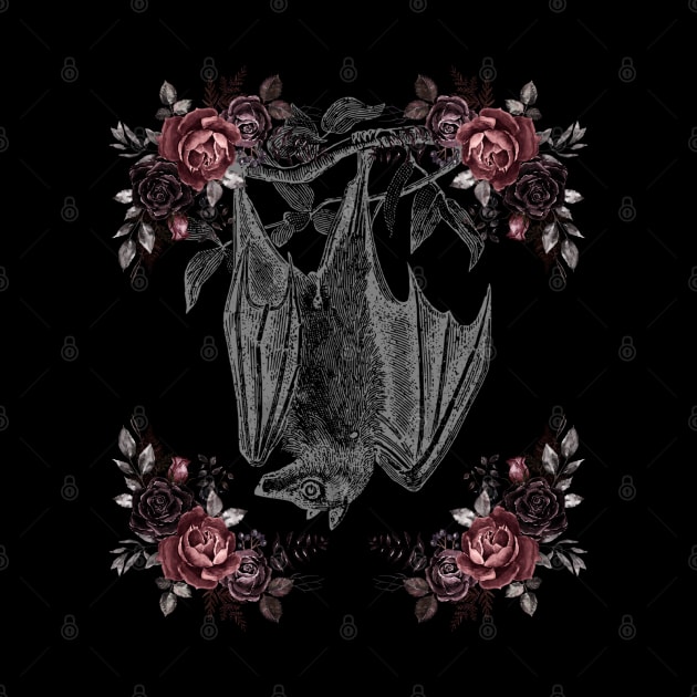 Victorian Floral Vampire Bat by Curio Pop Relics