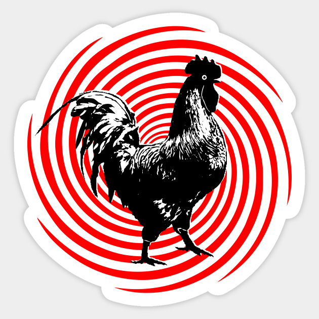 Chicken Hypnotic Trance Spiral Rooster Funny Graphic - Chicken Lover - Sticker