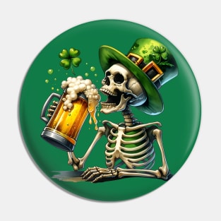 St. Patrick's Skeleton Toasting Beer Pin