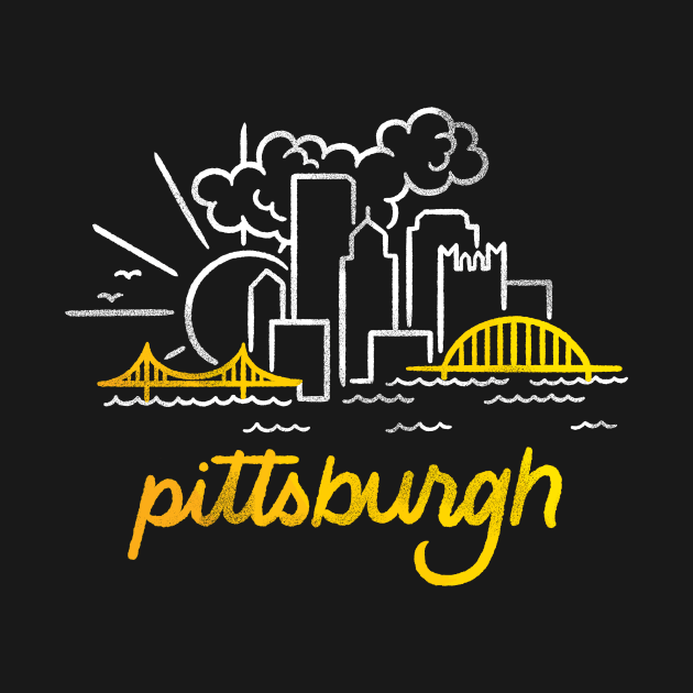 Pittsburgh Sunny Skyline Monoline by polliadesign