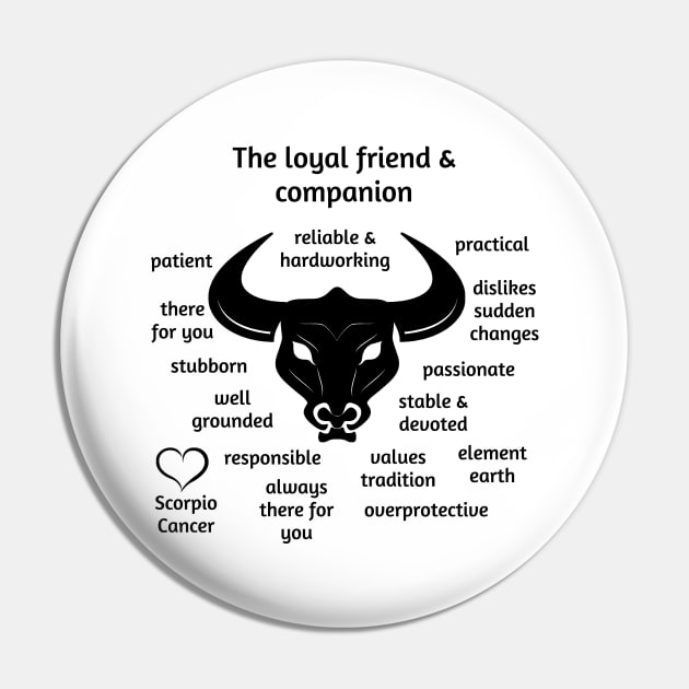 Taurus - Star Sign Pin by Jambo Designs