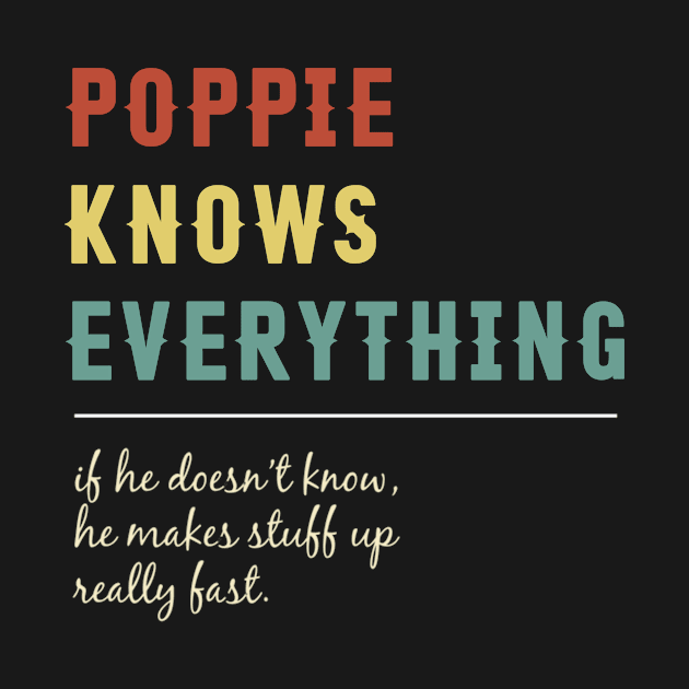 Poppie Knows Everything Funny Vintage Retro Best Poppie by Tun Clothing