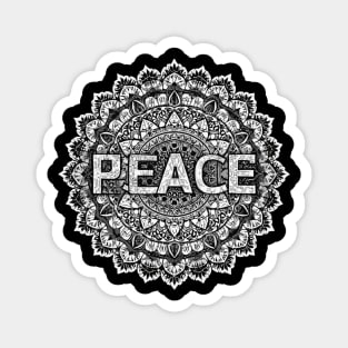 Peace text on mandala art Magnet