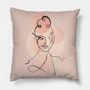 Single Line Face Art, Woman Face One Line Drawing Pillow