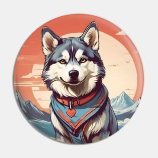 Siberian Husky in a mountain landscape Pin