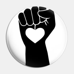 Feminist Heart in Hand Fist for Activism Pin