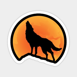 Orange moonlight wolf Magnet