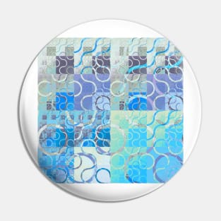 Blue fractal mosaic Pin