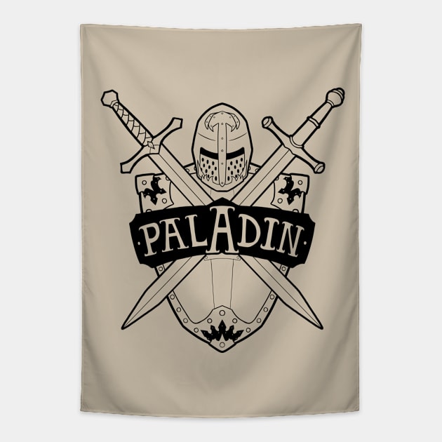 Paladin Class - Black Design Tapestry by CliffeArts