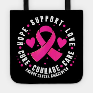 Support Love  Ribbon Breast Cancer Awareness Tote