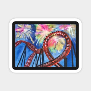 Roller Coaster and Fireworks Magnet