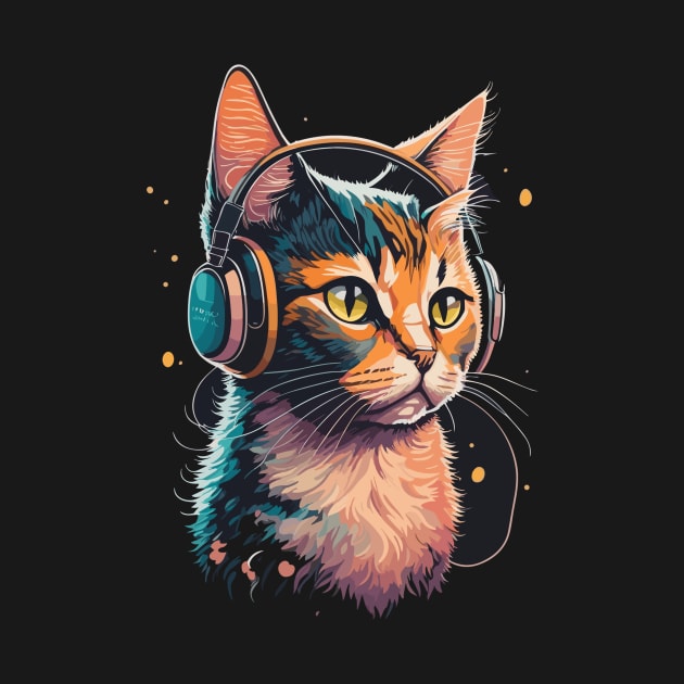 Cat with Headphones by ReaBelle