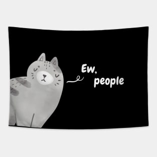 Ew People - Funny Grey Cat (Dark) Tapestry