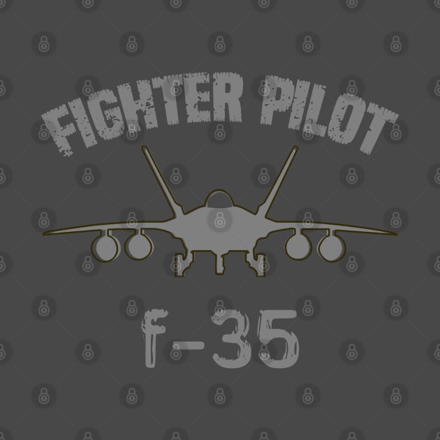 Fighter pilot F-35 fighter plane silhouette in minimalist military aviation style by PopArtyParty