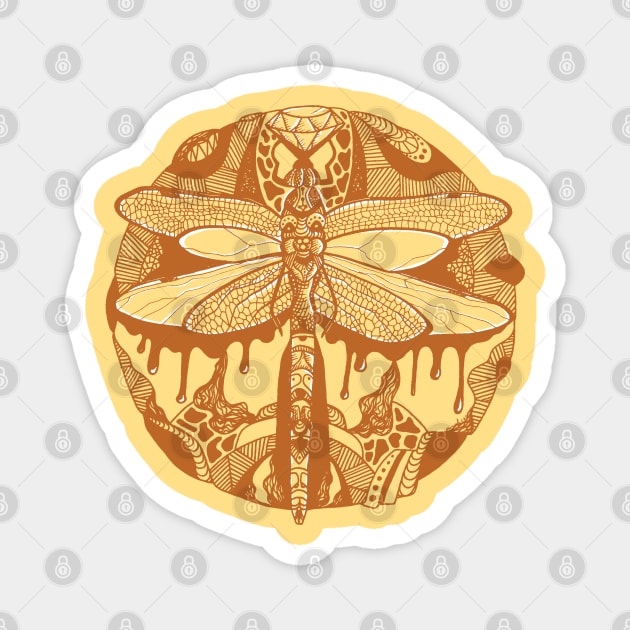 Terracotta Circle of the Dragonfly Magnet by kenallouis