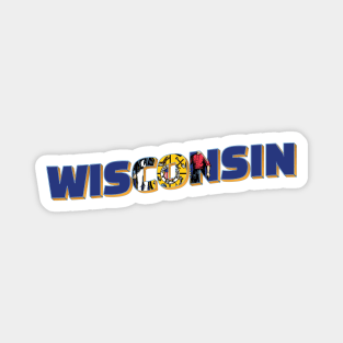 Wisconsin vintage style retro souvenir Magnet