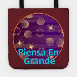 Círculo Abstracto Esferas Luminosas Fondo Morado Rayado-Horizontal Tote