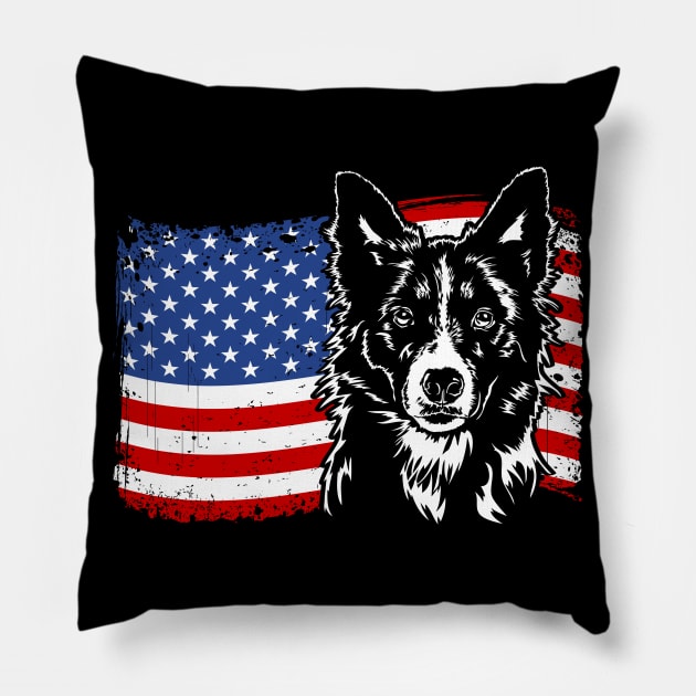 Proud Border Collie American Flag patriotic dog Pillow by wilsigns