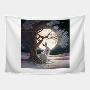 Hare, Pagan Hare, Pagan Art, Moon, Animal, Tapestry