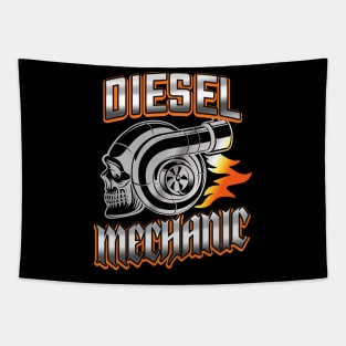 Diesel Mechanic Turbocharger Skull Tapestry