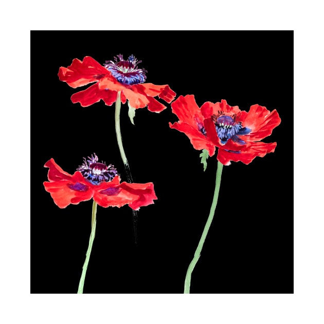 Three Poppies Purple Center 1900s Sophia L. Crownfield by rocketshipretro