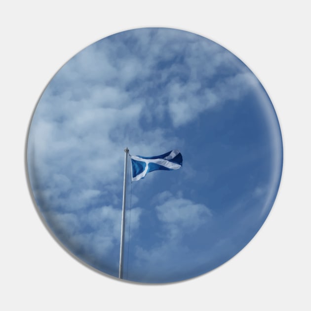 Scottish Photography Series (Vectorized) - Saltire Flag Flying Pin by MacPean