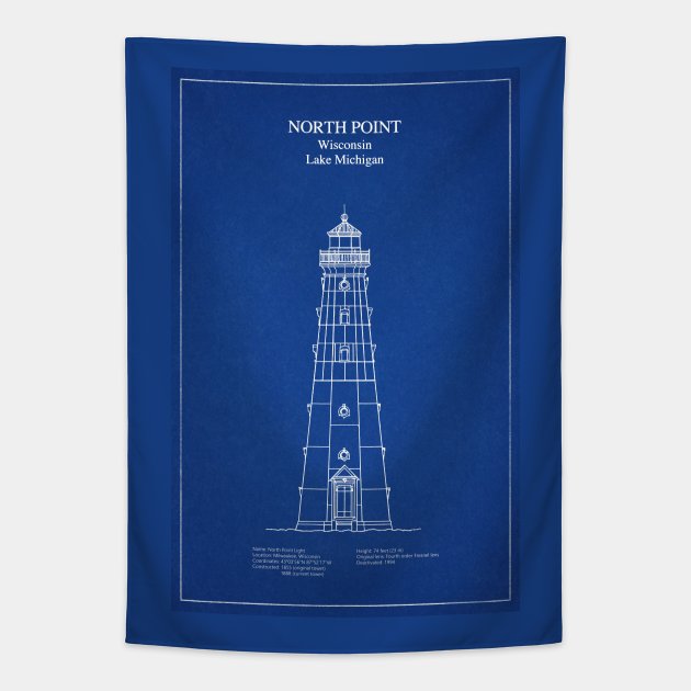 North Point Lighthouse - Wisconsin - AD Tapestry by SPJE Illustration Photography