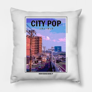 Vaporwave Japan Cityscape Pillow