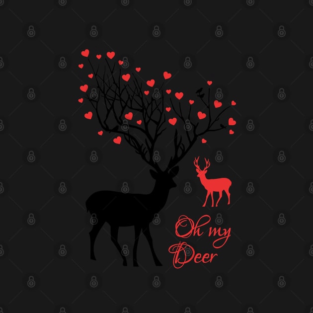 Oh my deer, stag with red hearts, design for Valentine's day, Christmas by beakraus