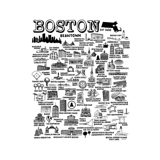 Boston Map by fiberandgloss