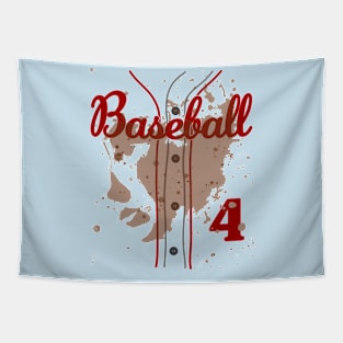 Toddler 4th Birthday Baseball 4 Years Old #4 Baseball Lover Dirty Uniform Funny Baseball Tapestry