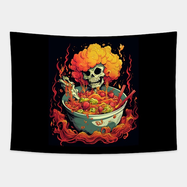 kawaii japanese anime Skeleton Halloween ramen Food Lovers Tapestry by Spit in my face PODCAST